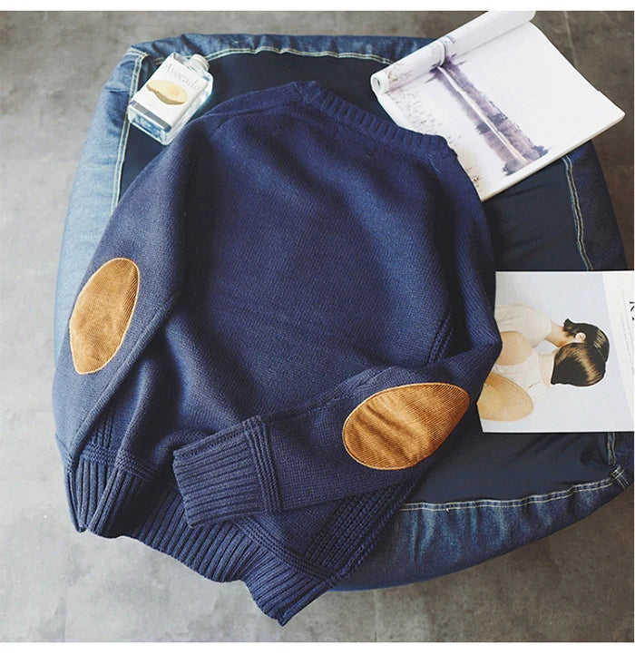 Oversized Sweater With Patch Designs