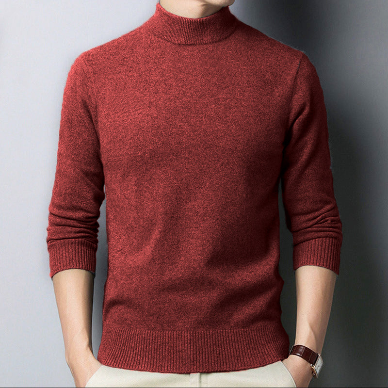 Men’s Mock Neck Sweater - Solid Color Knitwear Pullover