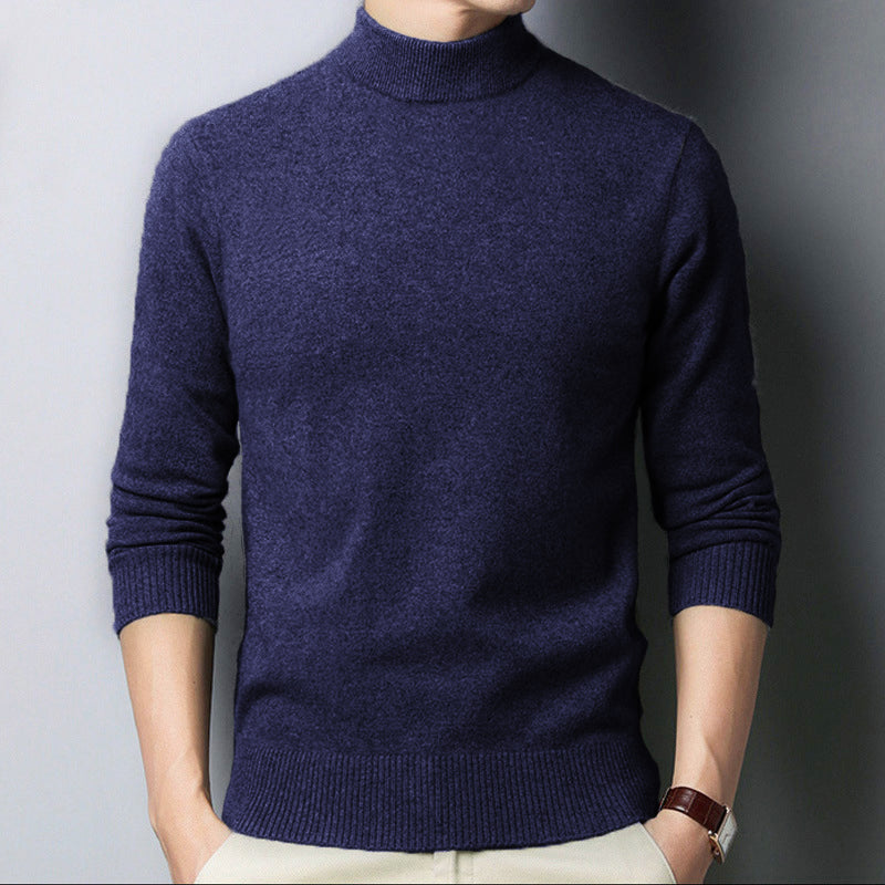 Men’s Mock Neck Sweater - Solid Color Knitwear Pullover