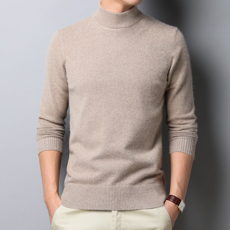 Men’s Mock Neck Sweater - Solid Color Knitwear Pullover