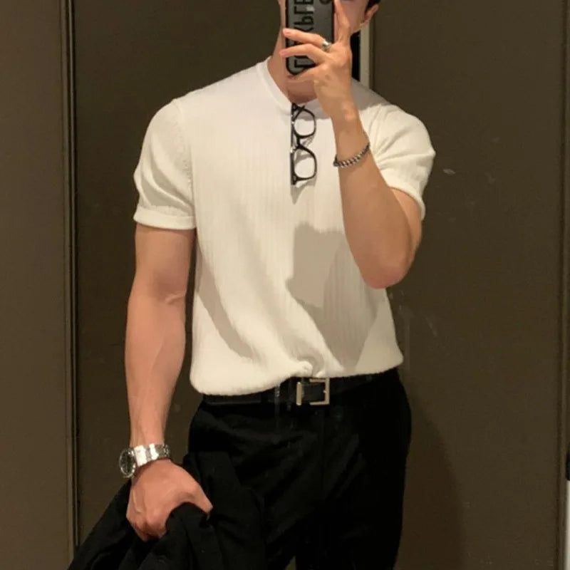 Men's Luxury O Neck Drapped Loose T-Shirt