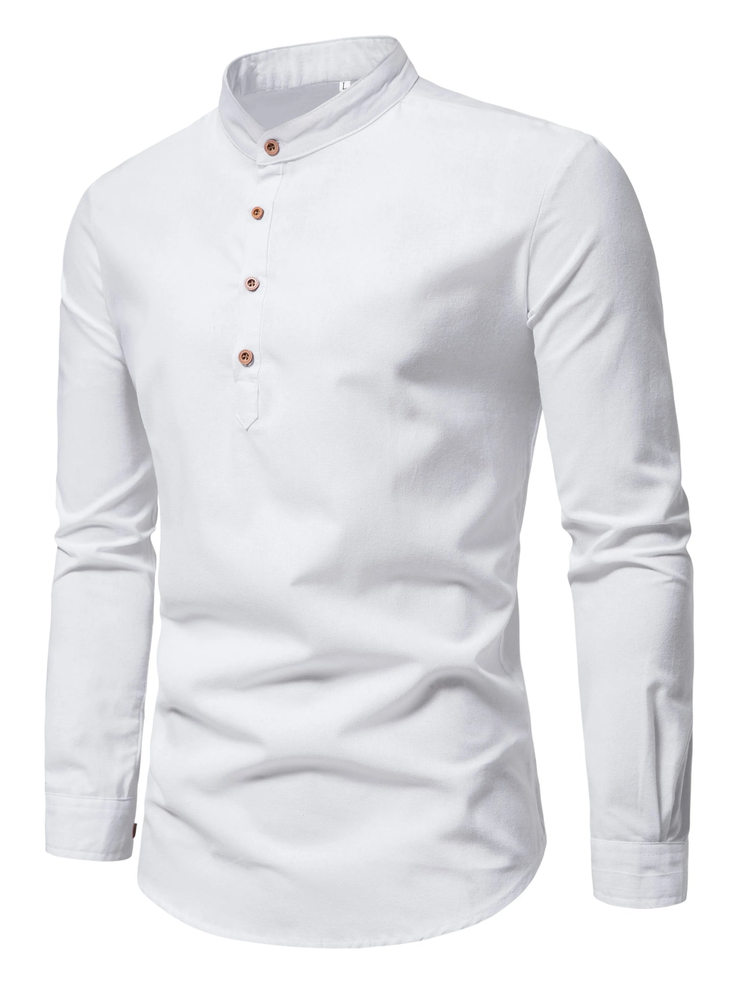 Men's cotton solid color shirt with buttons