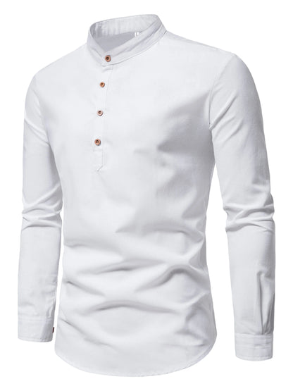 Men's cotton solid color shirt with buttons