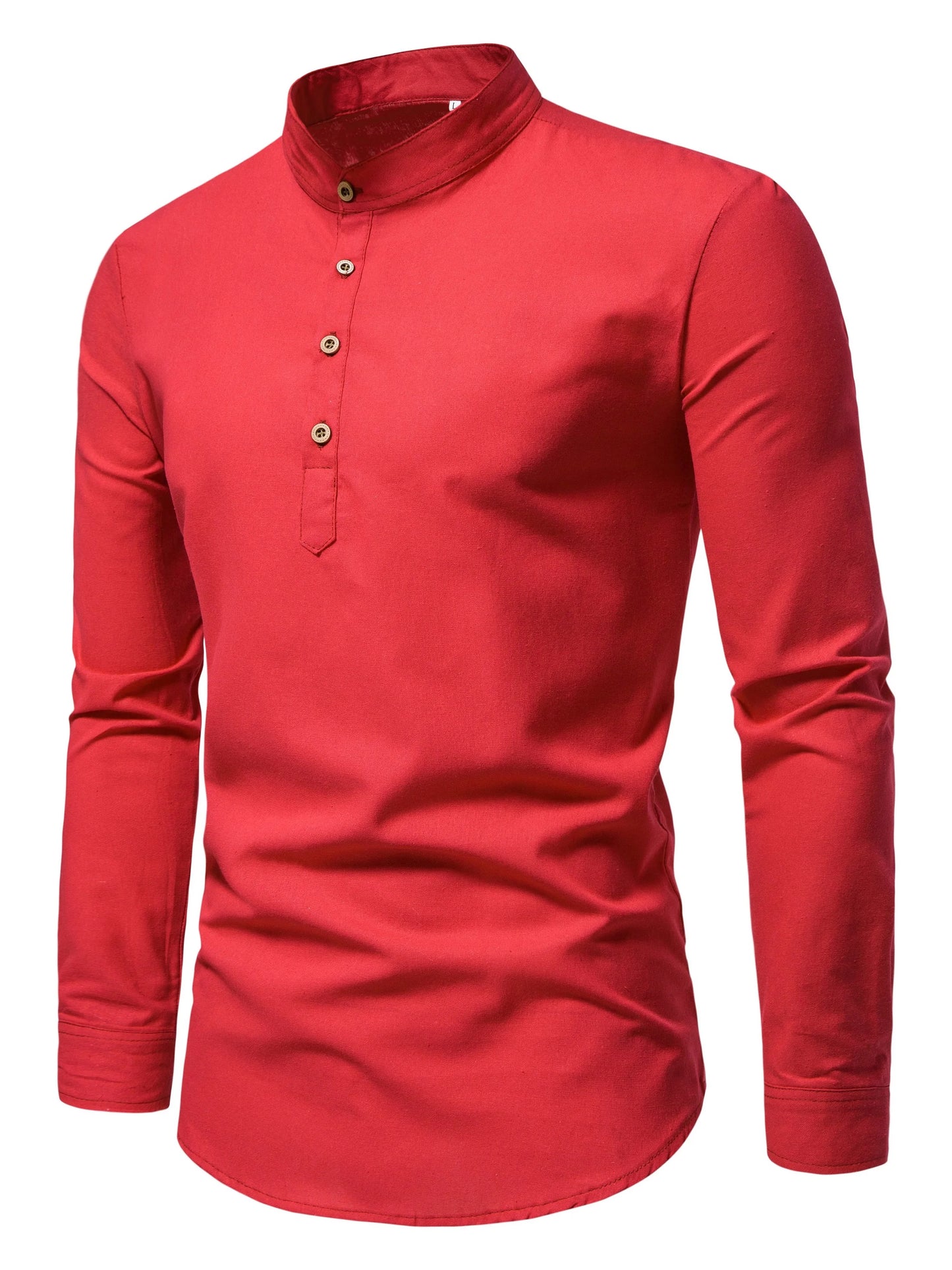 Men's cotton solid color shirt with buttons