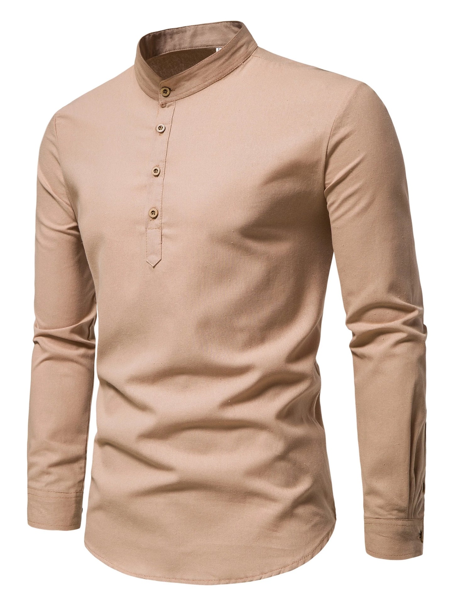 Men's cotton solid color shirt with buttons