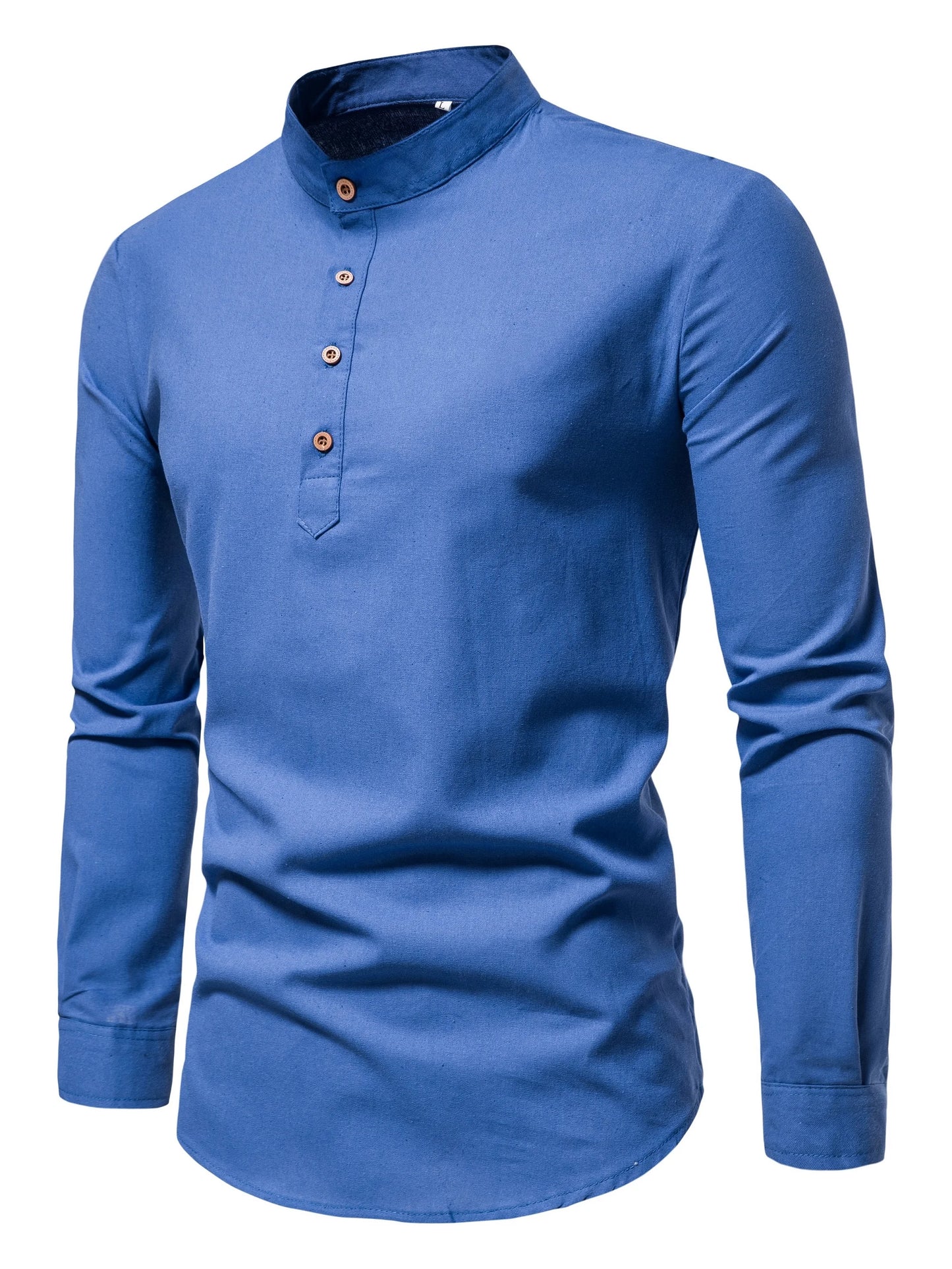 Men's cotton solid color shirt with buttons