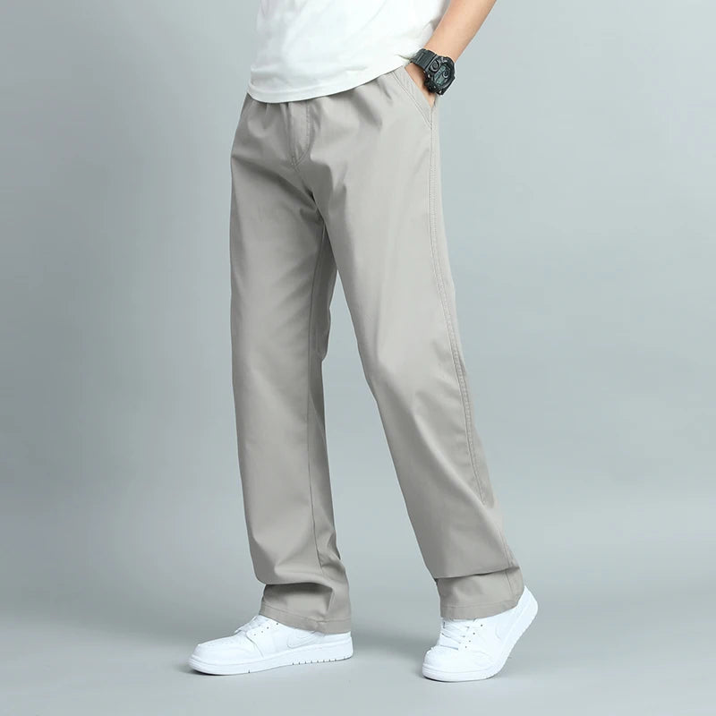 Men’s Casual Cotton Trousers – Loose Fit Straight Pants