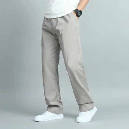 Men’s Casual Cotton Trousers – Loose Fit Straight Pants