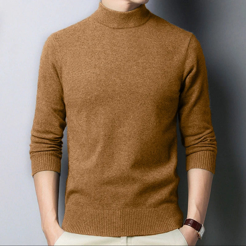 Men’s Mock Neck Sweater - Solid Color Knitwear Pullover