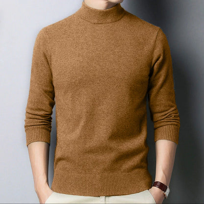 Men’s Mock Neck Sweater - Solid Color Knitwear Pullover