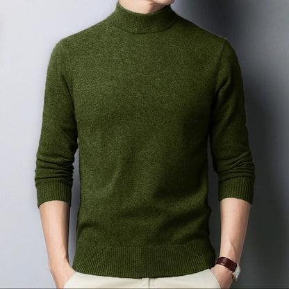 Men’s Mock Neck Sweater - Solid Color Knitwear Pullover