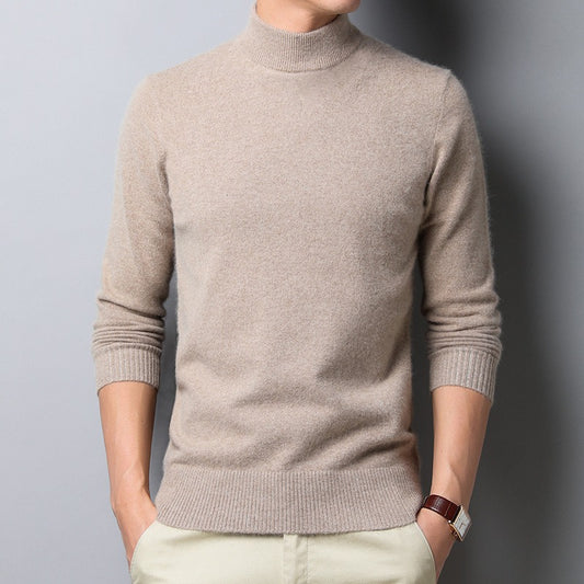 Men’s Mock Neck Sweater - Solid Color Knitwear Pullover