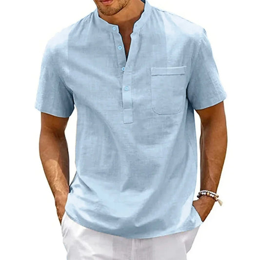 Short Classic Cotton Linen Shirt