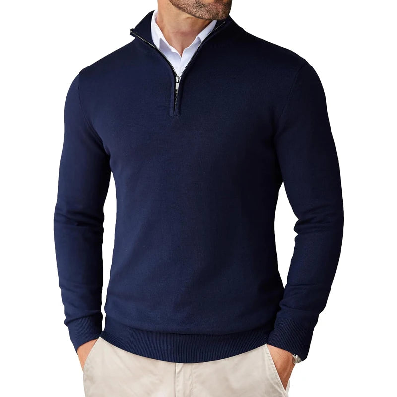 Casual Streetwear Sweaters Zipper Mock Neck