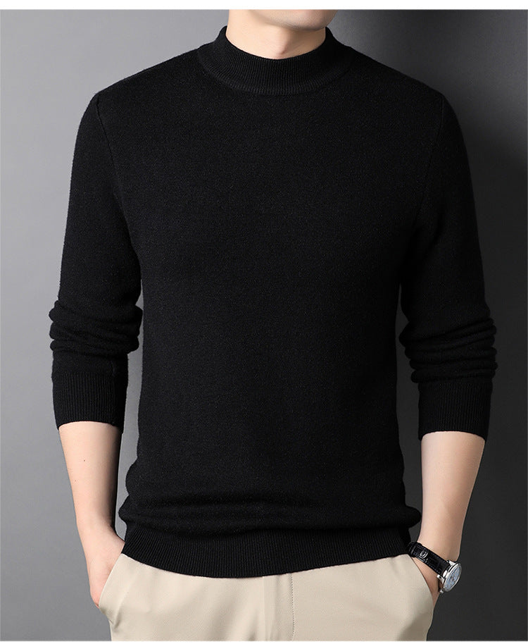 Men’s Mock Neck Sweater - Solid Color Knitwear Pullover