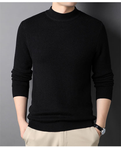 Men’s Mock Neck Sweater - Solid Color Knitwear Pullover