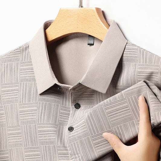 Men’s Printed Polo Shirt – Short Sleeve, Business Casual