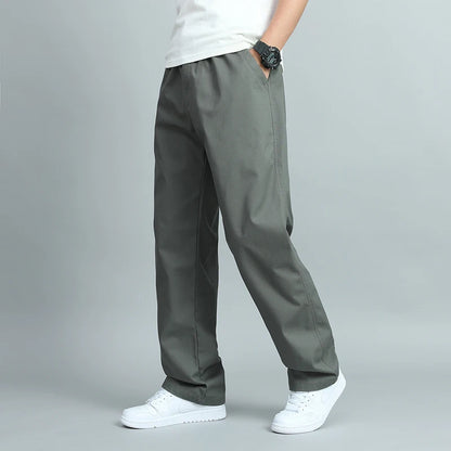 Men’s Casual Cotton Trousers – Loose Fit Straight Pants