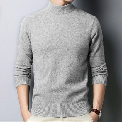 Men’s Mock Neck Sweater - Solid Color Knitwear Pullover